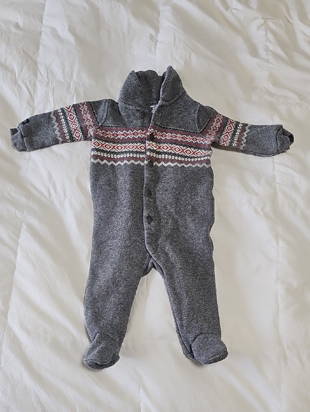Ralph Lauren Grey Fair Isle Knit Baby One-Piece